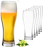 PLATINUX Klassische Biergläser 500ml (max. 660ml) Set 6-Teilig aus Glas Weizengläser hohes Bierglas Bierkrug 0,5L