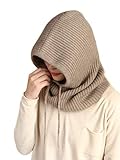 Prettystern Damen Herren 100% Kaschmir Kapuzen-Schal Loop Winter Mützen-Schal Sturmmütze Cashmere Balaklava Schlauch Braun