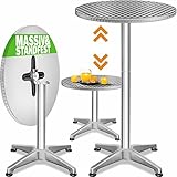 Casaria® 2in1 Stehtisch Klappbar Höhenverstellbar 70 cm / 115 cm Hoch Aluminium Rund Ø60 cm Wetterfest Outdoor Garten Bistrotisch Biertisch Partytisch
