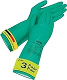 Uvex profastrong NF33 Chemikalienschutzhandschuhe, Nitril-Kautschuk beschichtete Arbeitshandschuhe für Damen & Herren, 3 Paar, Grün, Größe 9/L
