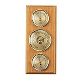 SELVA Wetterinstrument, Wetterstation, mechanisch, analog, Eiche hell, für außen, mit Thermometer, Barometer, Hygrometer, Maße: 270 x 120 mm