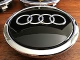 Radzierkappe Original Audi Nabenkappe Tuning Deckel für Alufelgen schwarz glänzend