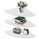 VIDETOL 3 Stück Eckregal Hängend Weiß, 25 cm Schwerlaste Schweberegale, Massiv Holz Ecke Wandregal, wasserdichte Blumenregal für Schlafzimmer, Badezimmer und Wohnzimmer