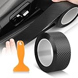 Auto Einstiegsleisten Schutz, 5cm×10m Einstiegsleisten Schutz mit Folienhilfsschaber, Carbon Folie Matt für Autotürschwellen Türseiten Innentüren Kofferraumschweller Stoßstangen Radkästen