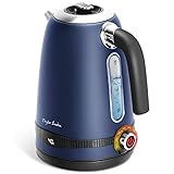 Taylor Swoden Sinbad-1.7L Wasserkocher Edelstahl mit Temperatureinstellung, Warmhaltefunktion, 2200 W, Temperatur einstellbar, Temperaturanzeigefenster, BPA-frei, blau