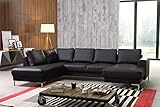 Küchen-Preisbombe TOP Sofa Couch Ecksofa Eckcouch Wohnlandschaft in Kunstleder schwarz- SILVIO XXL