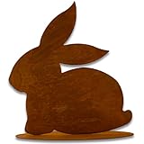 Rostikal® Hasenfigur Rost Deko 23 x 24 cm – Osterdeko für Garten & Balkon, Frühlingsdeko Wohnzimmer – Vintage Deko Osterhase aus Metall, Wetterfeste Gartendeko