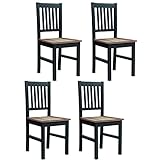 GIANTEX Stuhl 4 Set Holz für Küche, Holzstuhl schwarz Esszimmer Esszimmerstuhl Set rustikal, Essstuhl mit hoher Rückenlehne, bis 100 kg belastbar, Küchenstuhl Set im Landhausstil