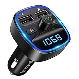 LENCENT Bluetooth FM Transmitter Auto, Musik Adapter für Auto Radio, KFZ Bluetooth Zigarettenanzünder Freisprechanlage, 2 USB Ports, Unterstützt SD-Karte USB-Sticks