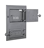 Tradehub Kachelofentür Ofentür Backofentür Pizzaofentür Holzbackofentür Steinbackofentür aus Gusseisen mit Hitzeschild | Außenmaße: 290x465 mm | Öffnungsrichtung: rechts