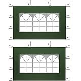 Seitenteile für Pavillon mit PVC Fenster Grün, 2PACK 2 x 3M Wasserdicht, Seitenteil Garten Partyzelt UV Schutz 210D Seitlicher Ersatz für Wasserdicht Garten-Pavillon, Outdoor, Party