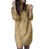 Strickkleid Damen Winter, Strickkleid Pulloverkleid Midi Langarm Rollkragen Norweger Pullover Kleid V Ausschnitt Lockeres Damenkleid Rollkragenpullover Herbst/Winter Long Sleeve Longpullover