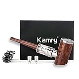 Kamry K1000 Plus Hölzerne Elektrische Zigaretten Pfeife, 1000mAh Nur Aufladen 2 Stunden 30W Großer Dampf, Luftstrom Einstellbar, Nachfüllbar Elektronisches Rauchrohr Zerstäuber, Free Nikotin