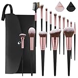 Vicloon Pinselset Makeup, 15 Stück Professionelle Pinsel Set, Premium Makeup Pinsel Set, Schminkpinsel Set, Foundation Puder Lidschatten Concealer Pinsel für Gesicht und Auge Mit Schminktasche