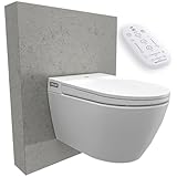 BERNSTEIN Dusch-WC 540 PRO in Weiß, Spülrandloses Hänge-WC mit Bidet Funktion Sitzheizung und Sterilisator – Komplettanlage mit Fernbedienung Toilettenbrille mit Absenkautomatik
