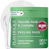 PLANTIFIQUE Korean Peeling Pads 60 Stück, mit Glycolsäure, Niacinamid, CICA, AHA, BHA, PHA für Gesichtspeeling und zur sanfte Hauterneuerung - Toner Pads für alle Hauttypen - Nachfüllbarer Behälter