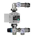 ENVIRON- Festwertregelset 20-55°C mit Hocheffizienzpumpe | bis 220 m2 geeignet | für Fußbodenheizung Pumpengruppe | Messing: CW 617N O - Vernickelt (Wilo Para 25/6)