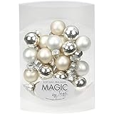 MAGIC 25 STK. Weihnachtskugel 2cm Glas Weihnachtsschmuck Weihnachtsdeko Deko Box Farbe: Cloud Dancer - weiß Elfenbein Champagner