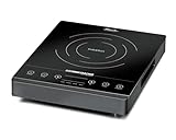 ROMMELSBACHER Einzelkochplatte CT 2002/IN, Induktion, Glaskeramik, Touch Control, Topferkennung, 10 Leistungsstufen, 10 Temperaturstufen 60-240 °C, Timer, Griffmulden, sehr leiser Lüfter, 2000 Watt