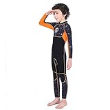 LUOXIYOUXUAN Kinder-Tauchanzug für Herren, 2,5 mm, einteiliger Kinder-Badeanzug, langärmelig, warm, für Kinder, Tauchen, Sonnenschutz, Quallen-Anzug (M, Schwarz)