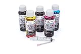 vhbw Nachfülltinte Set DYE 2X Schwarz, je 1x Cyan, Magenta, Yellow kompatibel mit HP, Epson, Canon, Brother, Dell, Samsung, Lexmark, Olivetti, Ricoh.