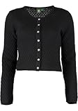 OS Trachten Damen Strickjacke Trachtenjacke Cardigan mit Rundhalsausschnitt Quivun, Größe:46, Farbe:schwarz