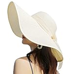 Sommer-Strohhut für Damen, Sonnenhut mit breiter Krempe, faltbar, Sommer-Strohhut, Sonnenhut, Strandmütze, UPF 50+, Beige, beige, Einheitsgröße