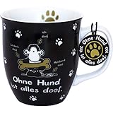 Sheepworld Tasse mit Motiv "Ohne Hund" | Porzellan, 40 cl, Sprüche-Tasse | Geschenk, Geburstag, Hundefreund | 45704