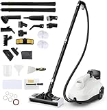 RELAX4LIFE Dampfreiniger, Dampfdruck: 5 bar, Leistung: 2000W, Flächenleistung: 108 m², Tank: 1,8 L, Aufheizzeit: 8 min., mit 22 Zubehöre&Druckmesser, für Teppiche, Boden, Fliese, Fenster, Sofa (Weiß)