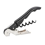 PULLTAP'S Genuine Classic 500 Korkenzieher für Linkshänder, Schwarz, für den professionellen Gebrauch, hergestellt in Spanien, mit doppeltem Gelenkhebel, Folienmesser und Flaschenöffner