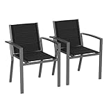 Devoko Gartenstuhl Set 2, stapelbarer Aluminium-Esszimmerstuhl, max. Belastung 160 kg, Balkonstuhl, für Garten, Pool, Terrasse, Esszimmer, Gartenmöbel, Dunkelgrau
