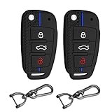 FT FUNTOR Autoschlüssel Hülle für Audi,kompatibel mit Audi A1 A3 A4 A6 Quattro Q2 Q3 Q7 S3 S6 RS3 RS6 R8 TT TTS,3 Tasten für Audi Schlüssel Hülle Silikon Schlüsselhülle (Schwarz Blau+Schwarz Blau)