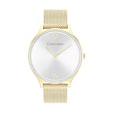 Calvin Klein Analog Quarzuhr für Damen Kollektion Timeless MESH 38MM mit Goldfarben Edelstahl-Mesh-Gliederarmband - 25200003