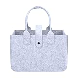 Filztasche Einkaufskorb mit Henkel Faltbar, 30x20x18cm Filztaschen Shopper, Aufbewahrungskorb klein geeignet, Grau Henkeltasche zur Einkaufen, Ausgehen Aufbewahrung, Picknick, Arbeit,