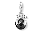 Thomas Sabo Damen Charm-Anhänger Kugel mit Schleife Schwarzer Stein Charm Club 925 Sterling Silber 0868-023-11