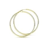 Materia Creolen Ohrringe Gold rund 47mm - 925 Echt Silber Kreolen Ringe Gelbgold vergoldet leicht dünn SO-83