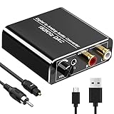 DA Wandler 192kHz DAC Konverter Digital zu Analog Audio Converter mit Lautstärkeregler, SPDIF Koaxial Toslink zu Analog Stereo L/R RCA 3,5 mm Audio Adapter für PS3 PS4 Xbox TV DVD Blu-ray