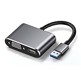 GERUI USB 3.0 auf HDMI VGA Adapter, Konverter Unterstützung HDMI VGA Sync Ausgang 1080p kompatibel mit Windows 10/8/7