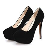 CYwinterB Damen High Heels sexy Wildleder Stiletto Plateau Pump Elegante runde Zehen Slip-In Brautschuhe Pumps Kleid Damenschuhe 35-44