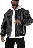 Lederjacke im Bomberjackenstil Kunstleder Oversized Schwarz XXL