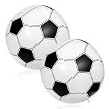 Lnngub 2 Stück Wasserball Aufblasbar, 28 cm Aufblasbarer Fußball Robuster PVC Aufblasbarer Wasserball für Kinder Aufblasbarer Strandfußball für Strandpartys, Poolpartys, Wasserspielzeug (Schwarz)