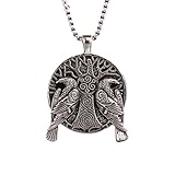 Viking Odin Raven Pendant Necklace - Mächtiger Wikinger Schmuck für Herren und Damen - Edelstahl Halskette mit nordischer Mythologie und keltischen Runen - Geschenk