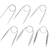 YAANBUNB 6 Stück Rundstricknadeln Set 40cm Stricknadeln Set Lang Knitting Needles Stricknadel mit Seil 2/3,5/4/5/6/9mm Edelstahl Häkeln Metall Garnnadeln Austauschbar Nadelspiel für Socken Mützen