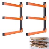 Ysislybin Kragarmregal, 2 Stück Holzlagerungs-Metallregal Holzregal mit 3 Ebenen Wandregal Garage Werkzeug Wandhalterung Snowboard Storage Wandmontiertes Rack für Leiter Fahrrädern Holzlager