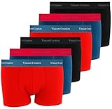 Vincent Creation 6er Pack Boxershorts, Boxer, Unterhose, Herren Retroshorts, Mix (Schwarz/Rot/Blau), Gr. M