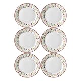 Ritzenhoff & Breker Shanti Speiseteller 6er Set, 27 cm, Runder Essteller mit Blumen-Dekor, Porzellan, Bunt