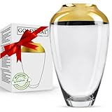 Goldthal® Design Vase Naomi H21cm | 100% aus recyceltem Glas | 24k Gold Galvanisierung | ideal für Pampasgras, Trockenblumen, Blumenstrauß, perfektes Hochzeit, Jubiläum | stilvoll Einrichten