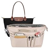 Taschen Organizer für longchamp tasche le pliage l, Taschenorganizer Shopper Polyester mit Schlüsselbund Wasserdicht für Handtaschen Damen Tote Bag Organizer, Handtaschenorganizer (Beige, Groß)