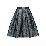 Dirndlparty Trachtenrock Damen Lang 65CM Trachtenrock Damen Knielang aus Jacquad Grün Trachten Rock Midi Modern für Oktoberfest Größe 38