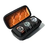 AUKURA SLOTHARD Uhrenrollen-Reisetasche, Reißverschluss-Tasche für Damen und Herren, mit Anti-Bewegungs-Uhrenkissen (schwarz, 3 Schlitze)